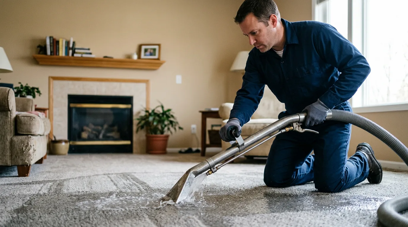 Water damage restoration technician working near Rockwood, IL